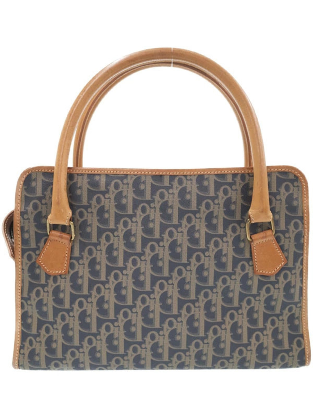 Dior Brown handbag Beige navy canvas Christian Trotter Cream monogram Blue Cream